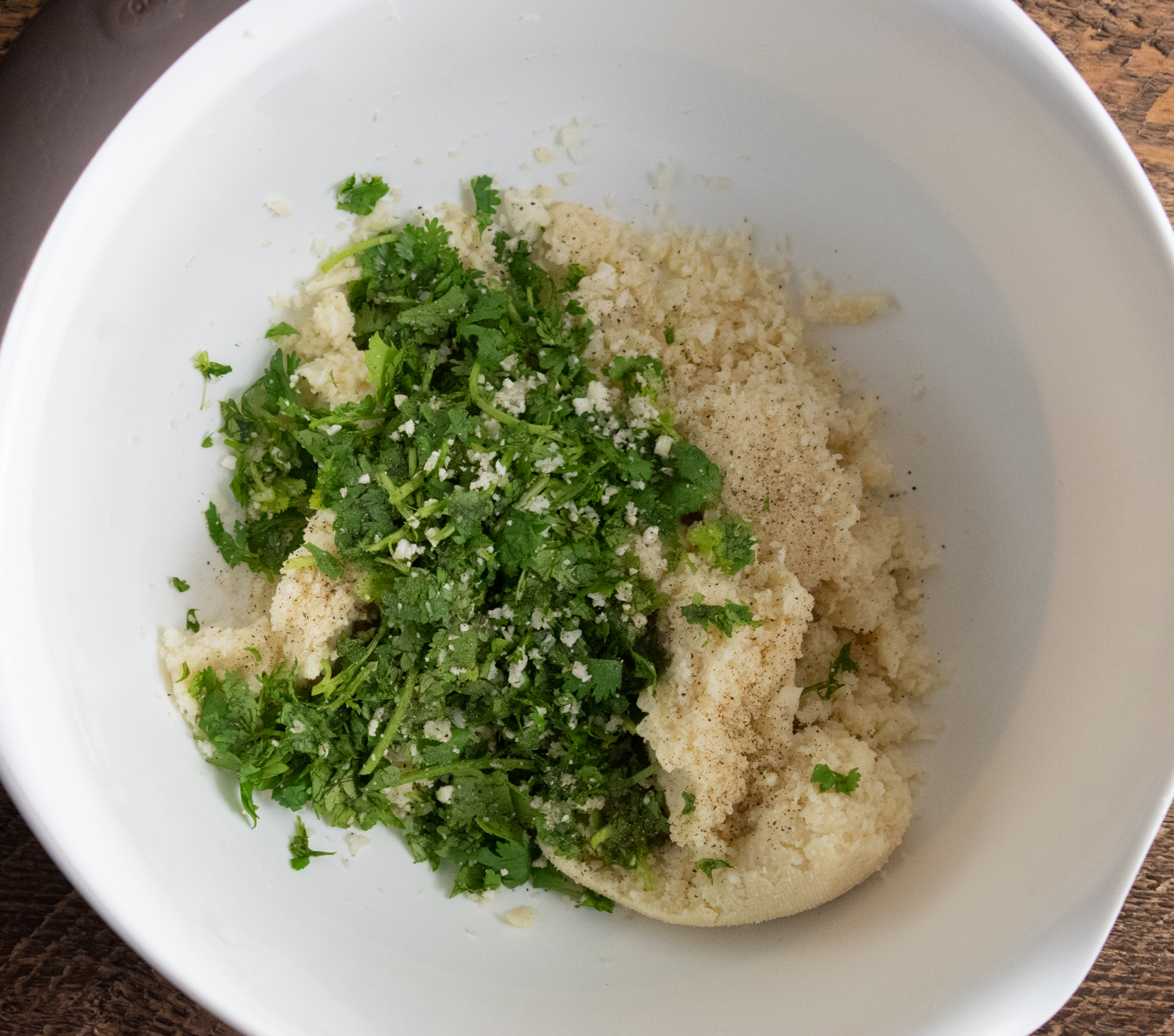 a bowl of ingredients to make cauliflower egg wraps