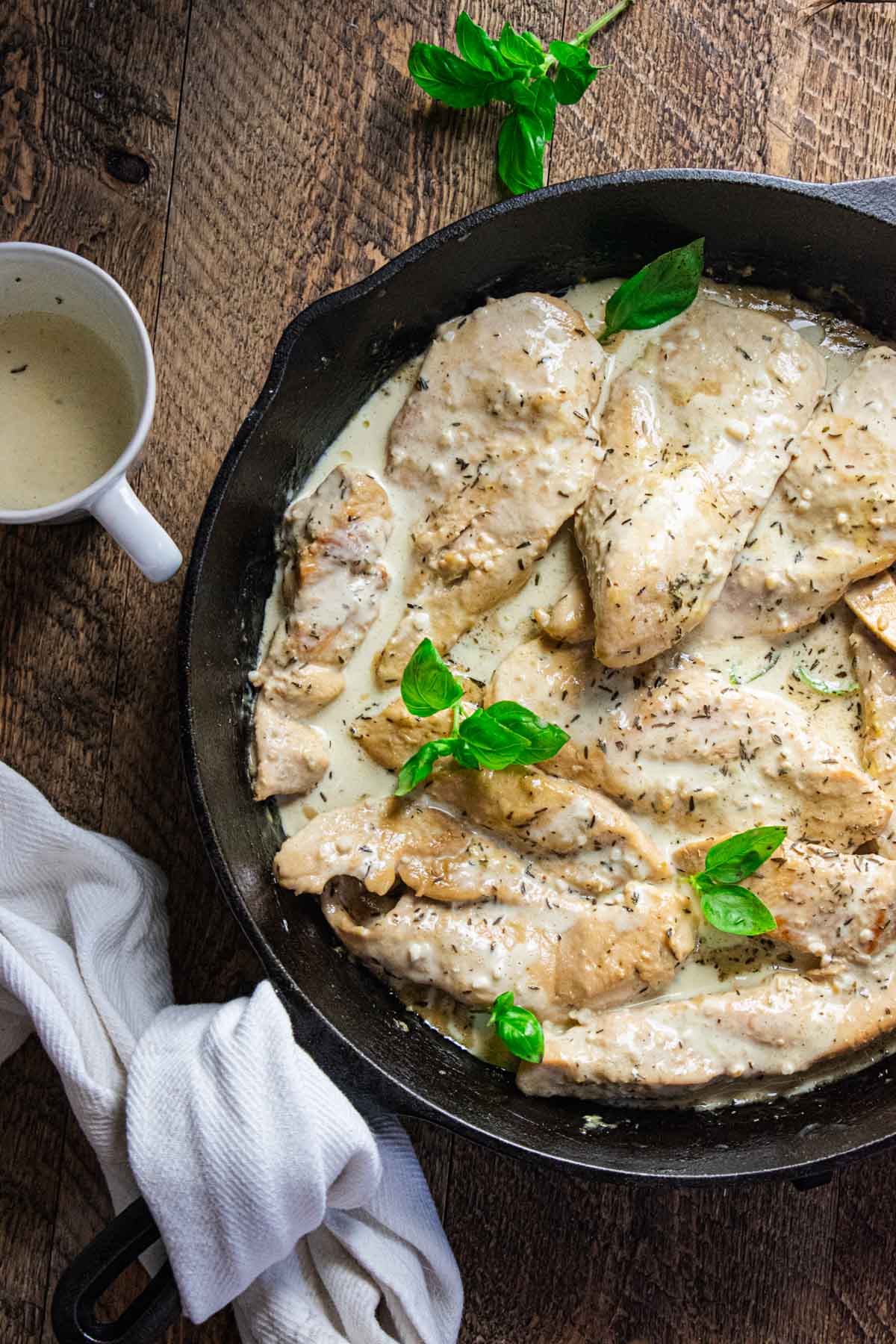 creamy chicken dijon over cauliflower mash