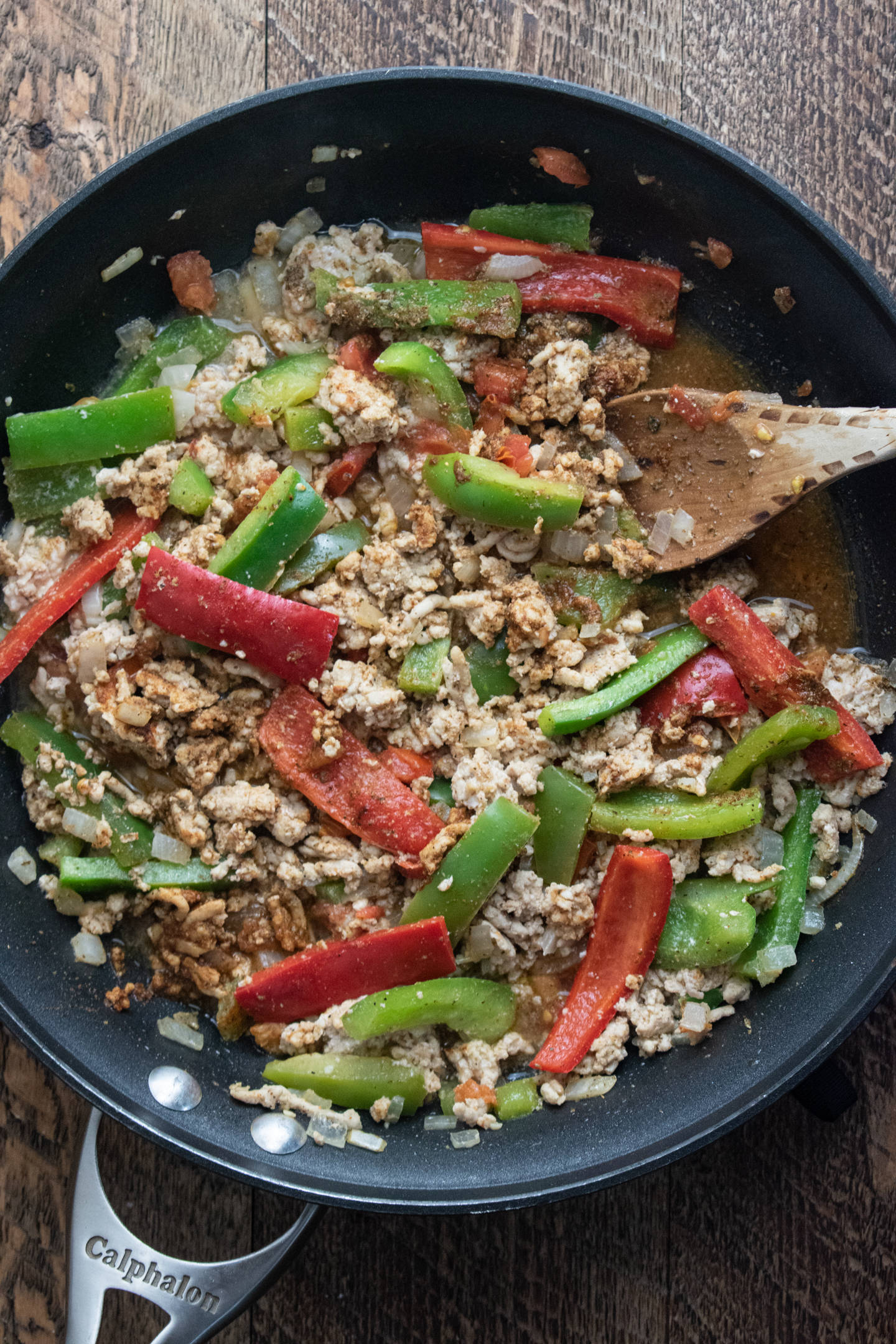 spices added into a pan to make healthy chicken quesadillas