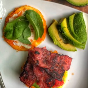 Healthy BLT on a white plate