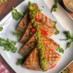 ground turkey quesadillas on a white plate