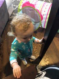 little blonde girl with syrup rubbed in her hair