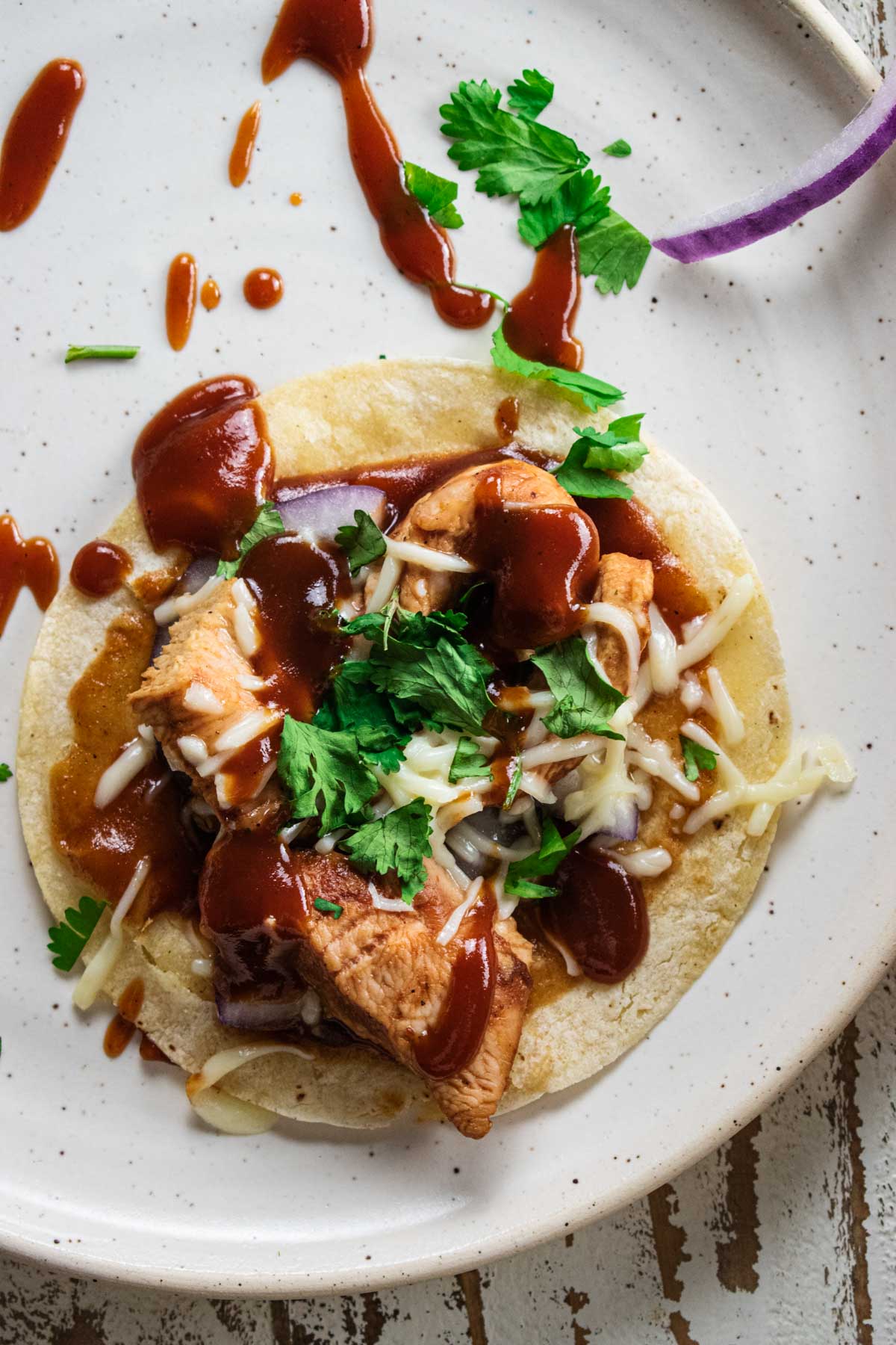 close up of bbq chicken flatbread panera bread copycat version