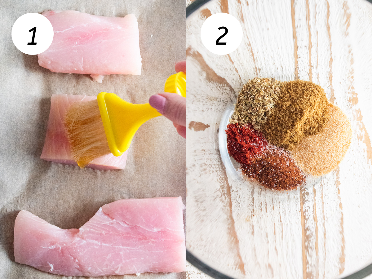 Steps one and two of the cooking process to make this recipe.