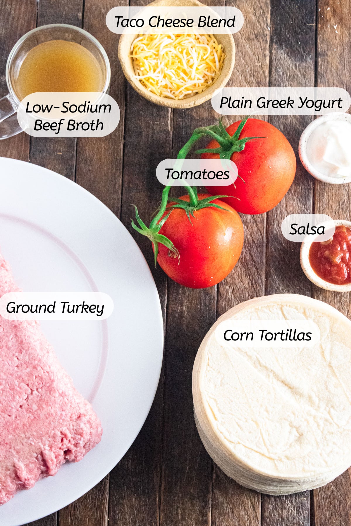 The ingredients needed to make this recipe with labels included.