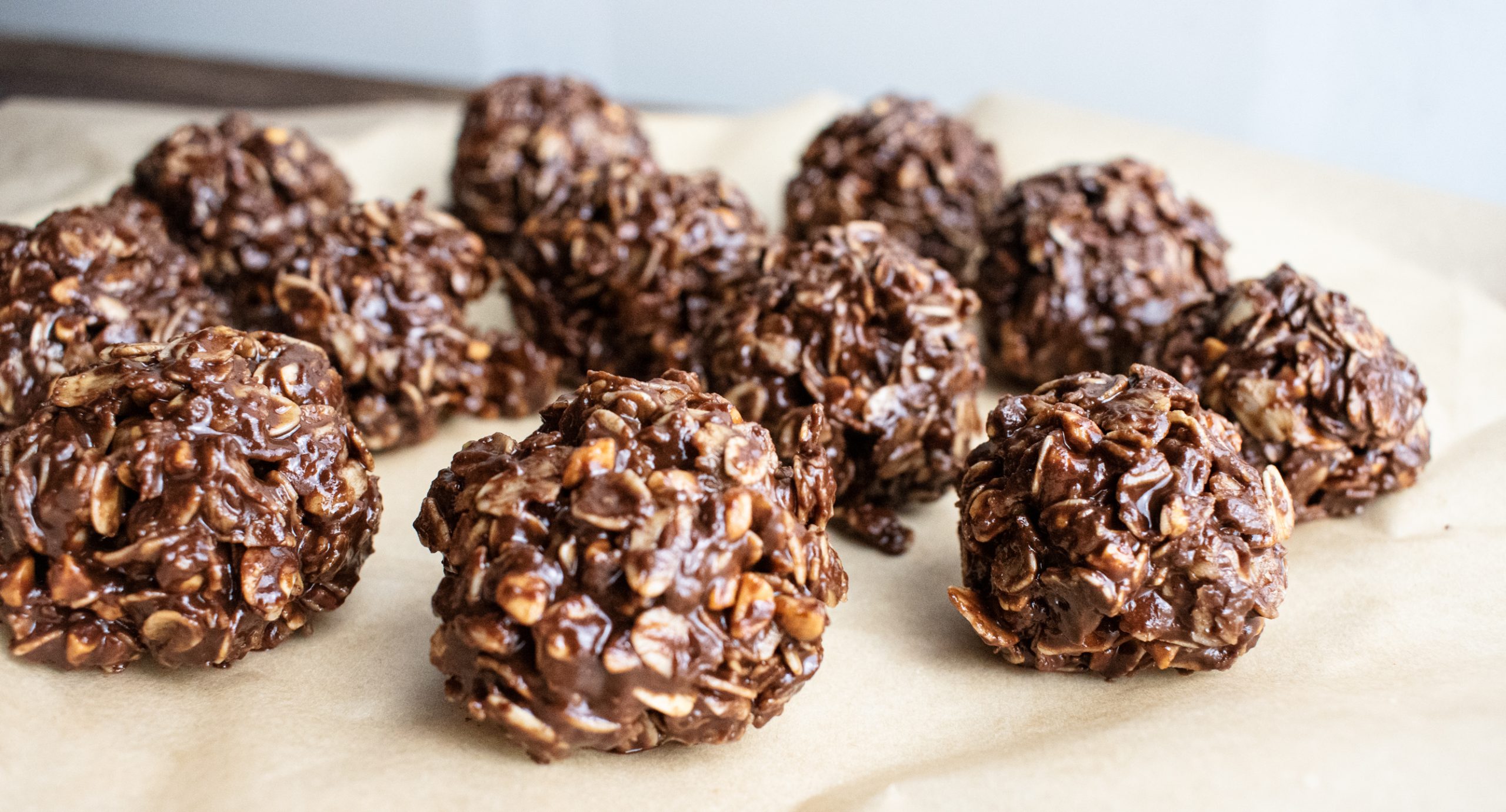 close up of chocolate peanut butter balls