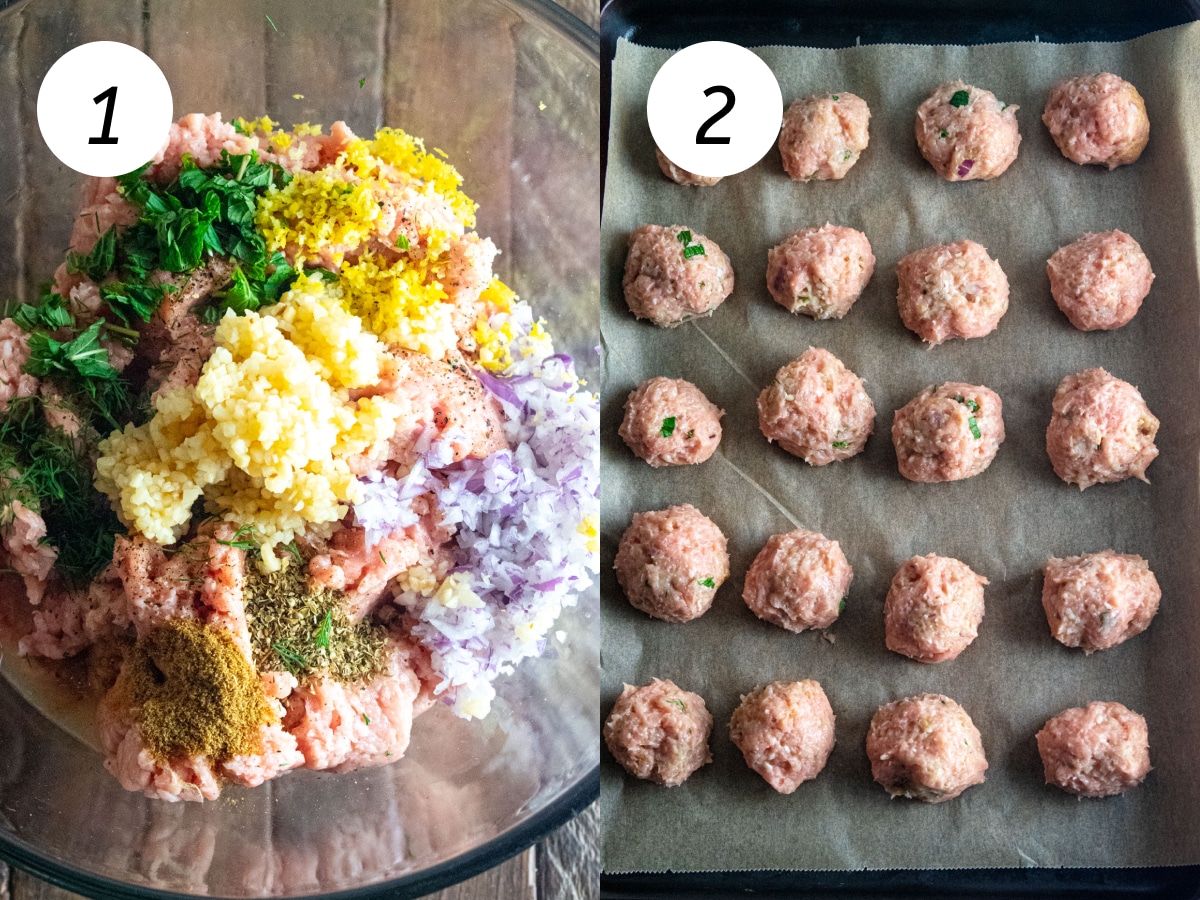 Steps one and two of the cooking process to make this recipe.