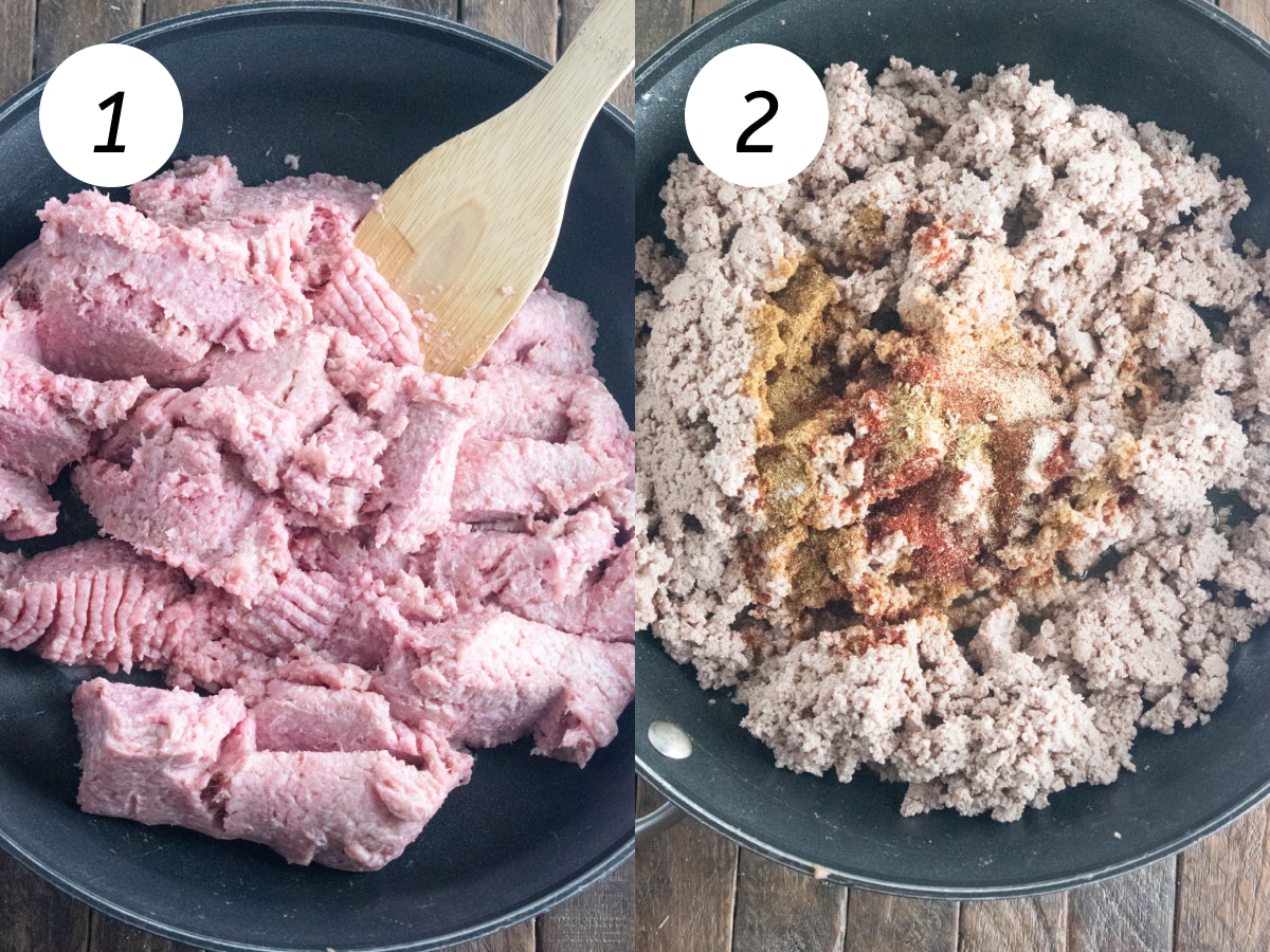 Steps one and two of the cooking process to make this recipe.
