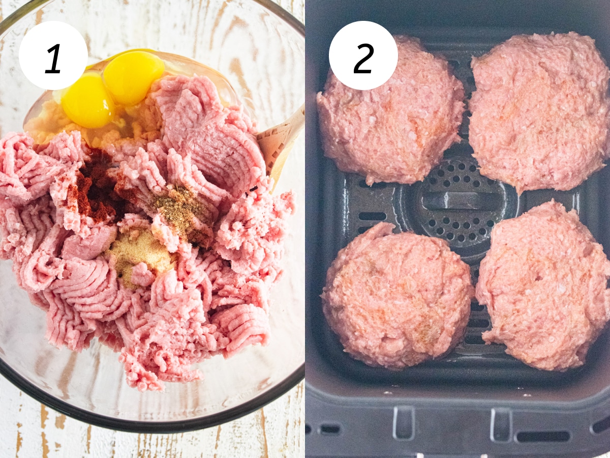 Steps one and two of the cooking process to make this recipe.