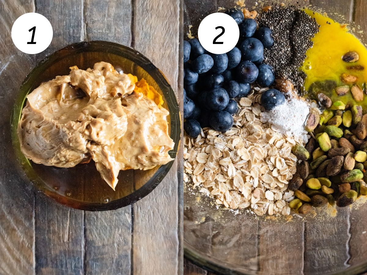 Steps one and two of the cooking process to make this recipe.