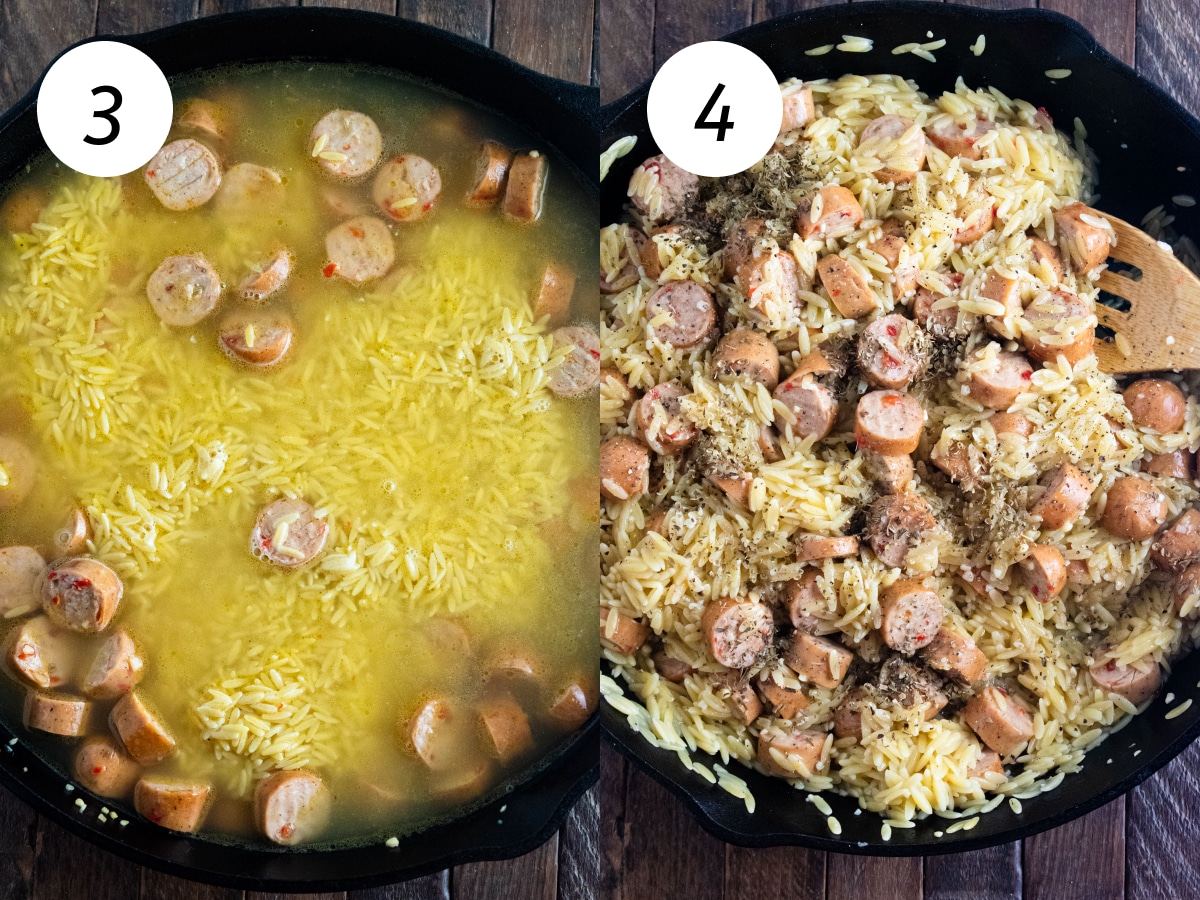 Steps three and four of the cooking process to make this recipe.