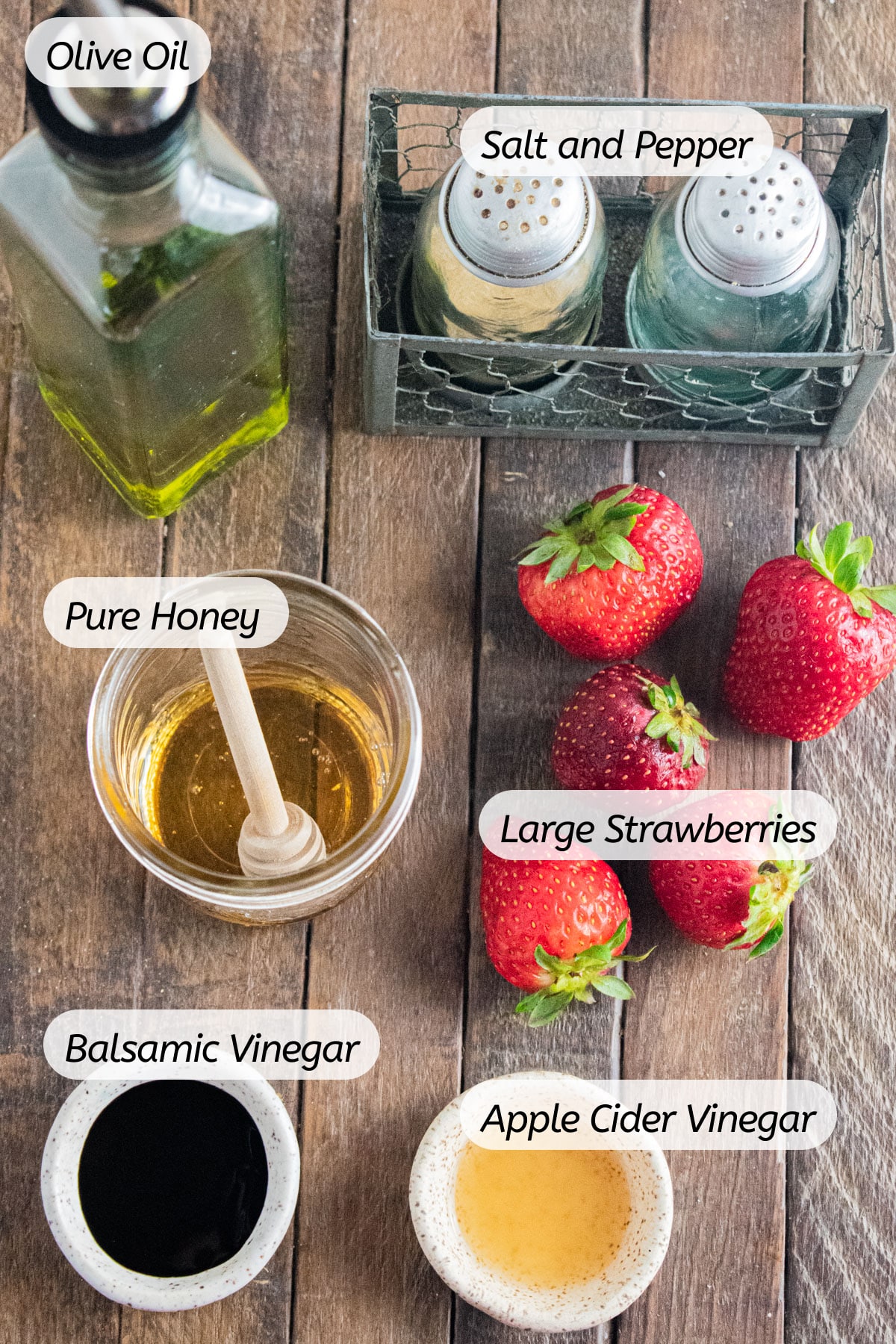 An image of the ingredients needed to make this dressing with labels included.