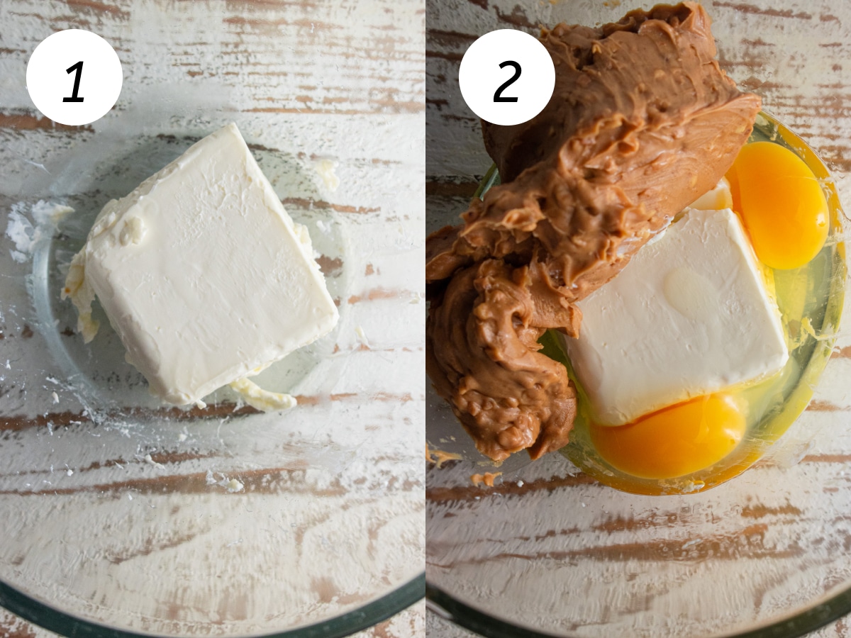 Steps one and two of the cooking process to make this recipe.