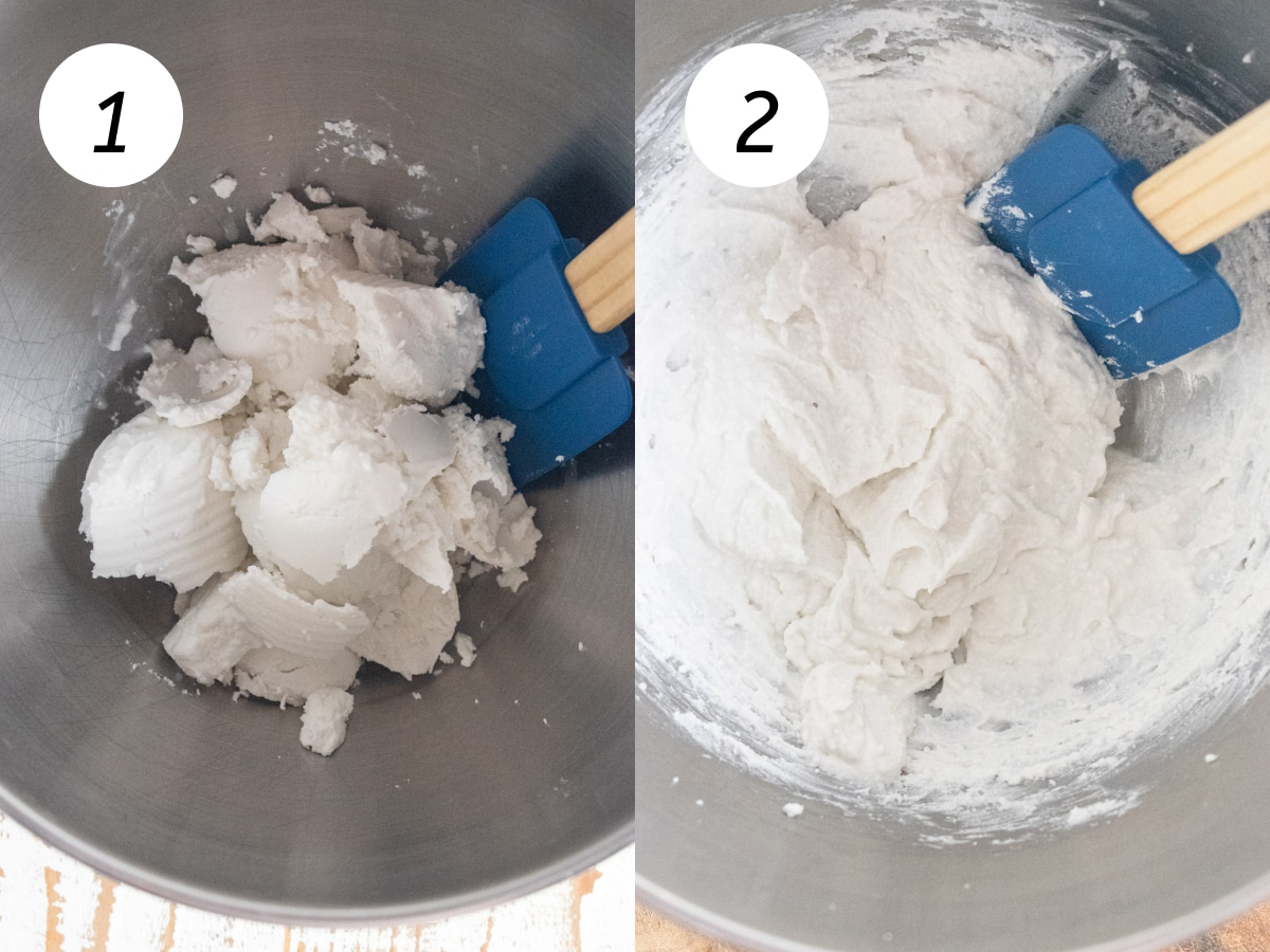 Steps one and two of the cooking process to make this recipe.