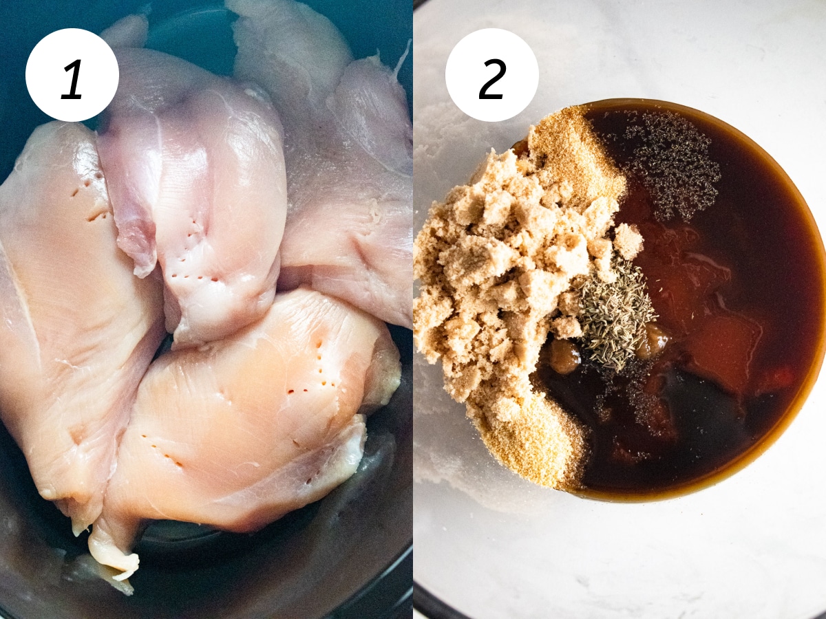 Steps one and two of the cooking process to make this recipe.