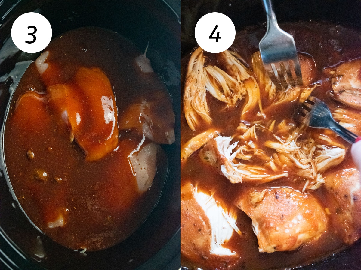 Steps 3 and 4 of the cooking process to make this recipe.