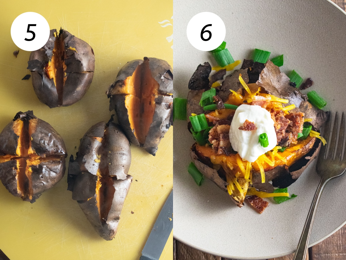 Steps 5 and 6 of the cooking process to make this recipe.