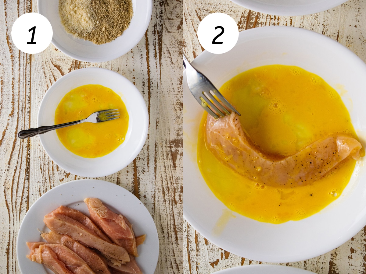 Steps one and two of the cooking process to make this recipe.