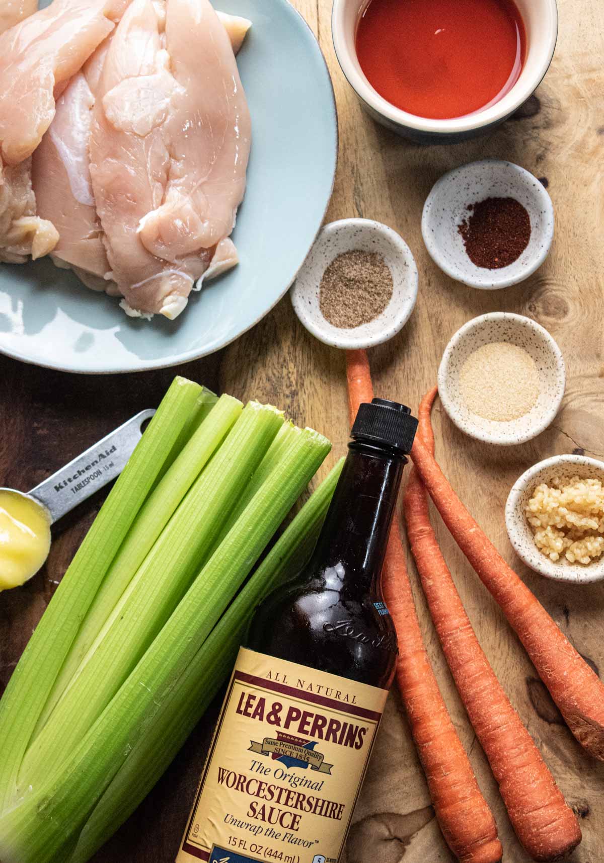 ingredients for crockpot buffalo chicken sliders