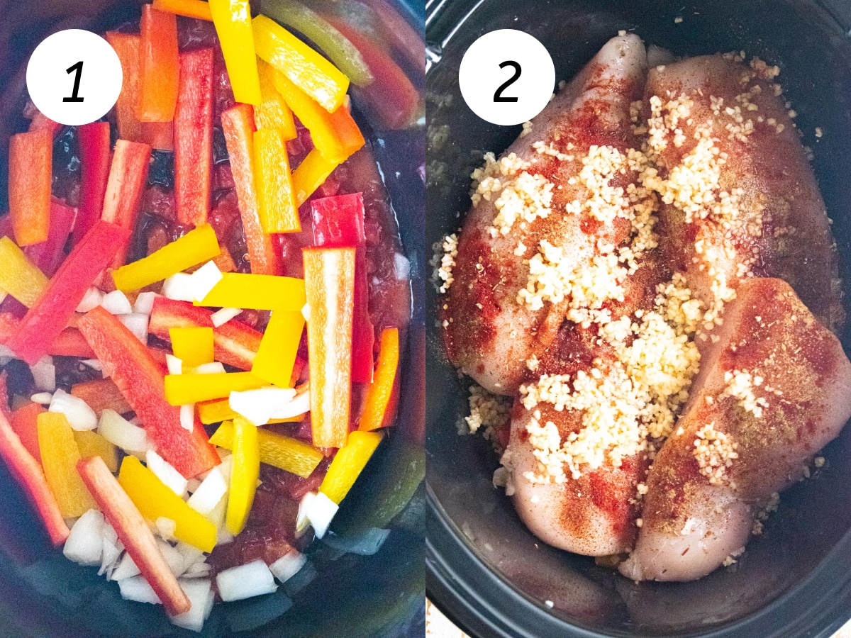 Steps one and two of the cooking process to make this recipe.