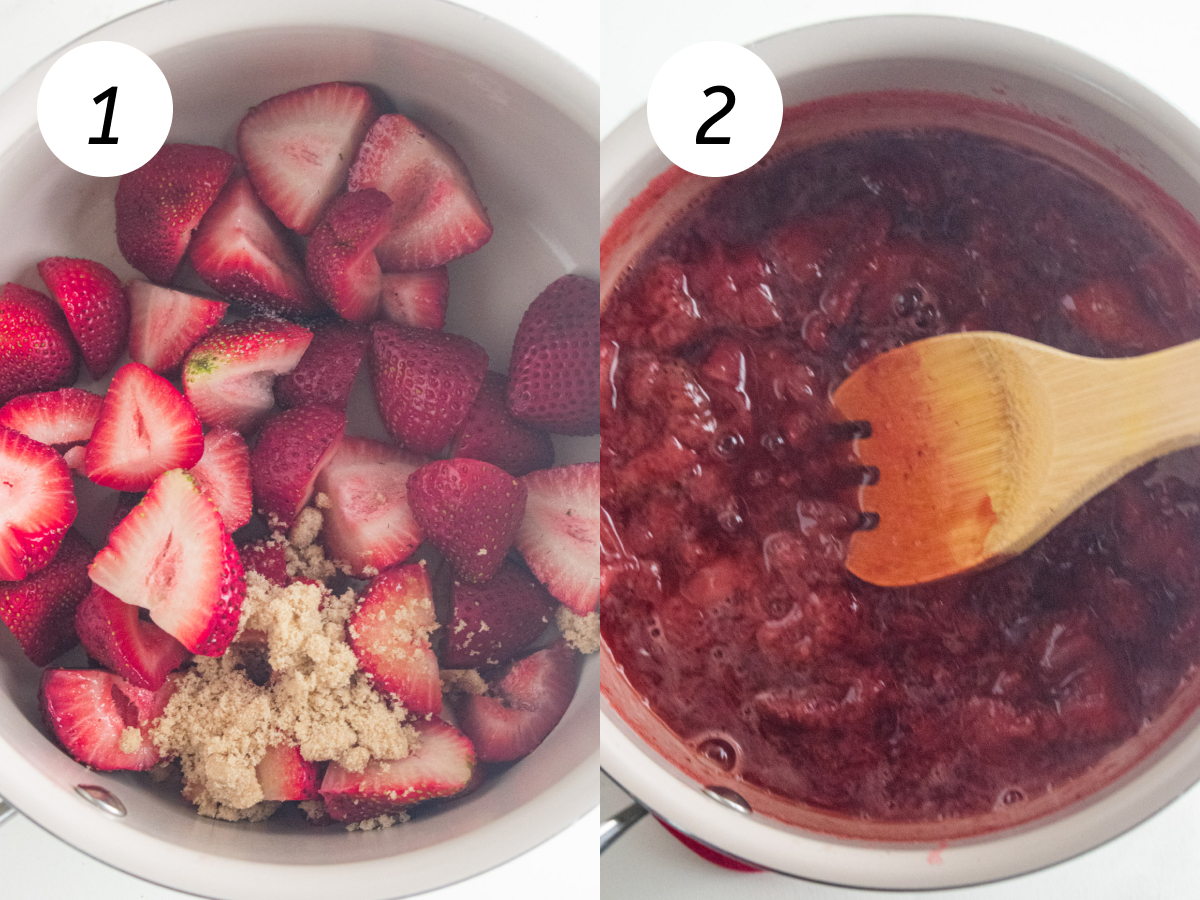 Steps one and two of the cooking process to make this recipe.