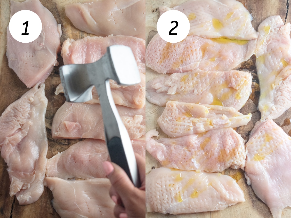 Steps 1 and 2 of the cooking process to make this recipe.