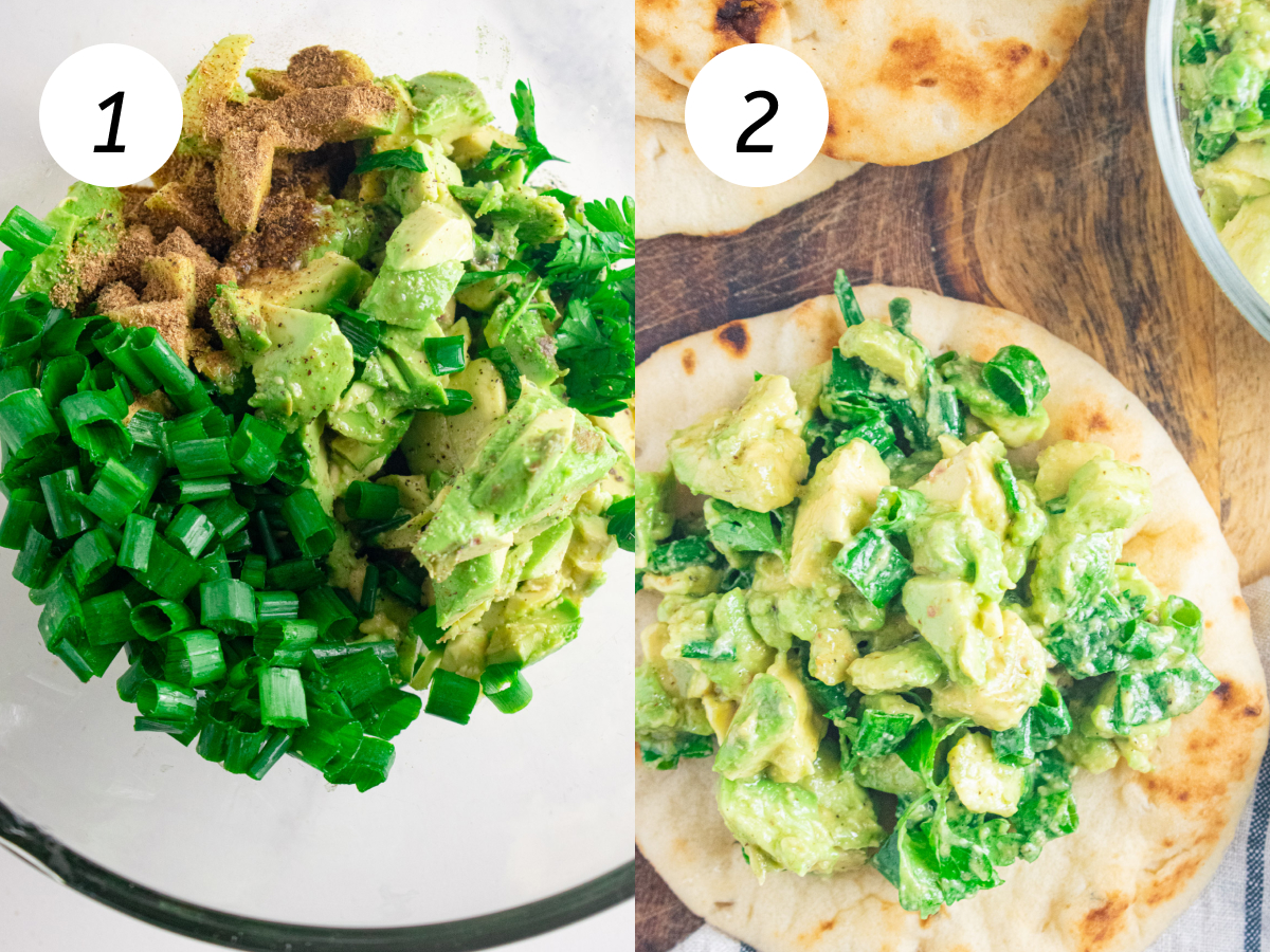 Steps one and two of the cooking process to make this recipe.