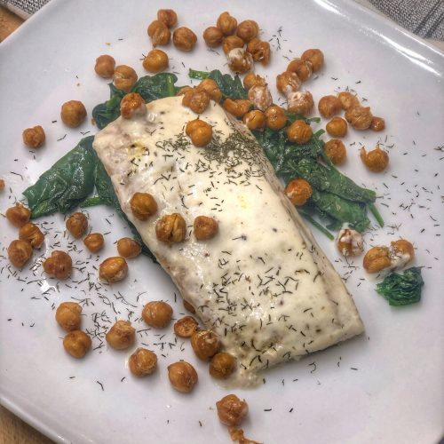 roasted mahi mahi and chickpeas