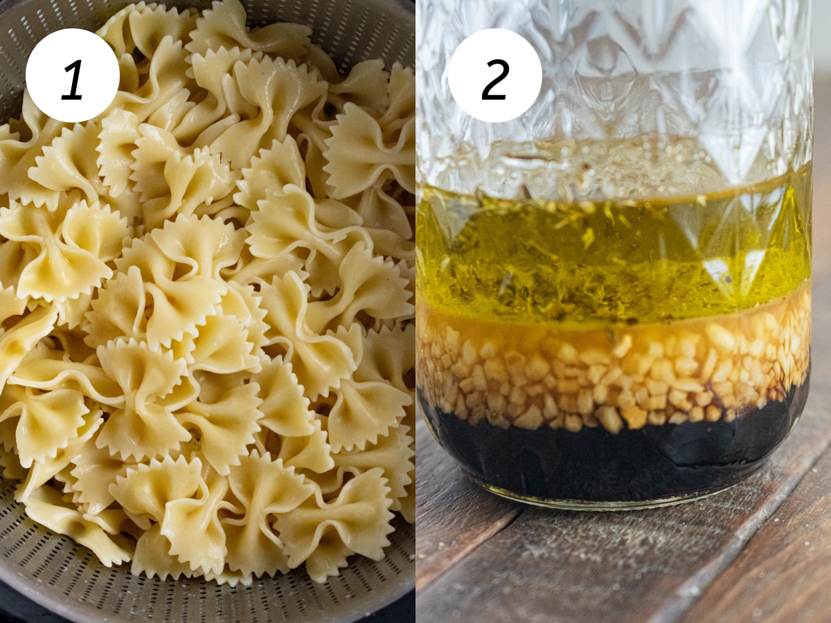 Steps one and two of the cooking process to make this recipe.