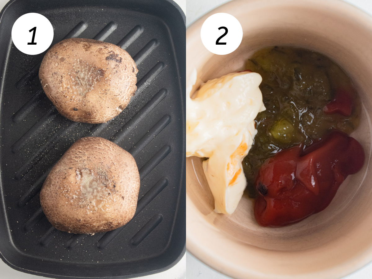 Steps one and two of the cooking process to make this recipe.