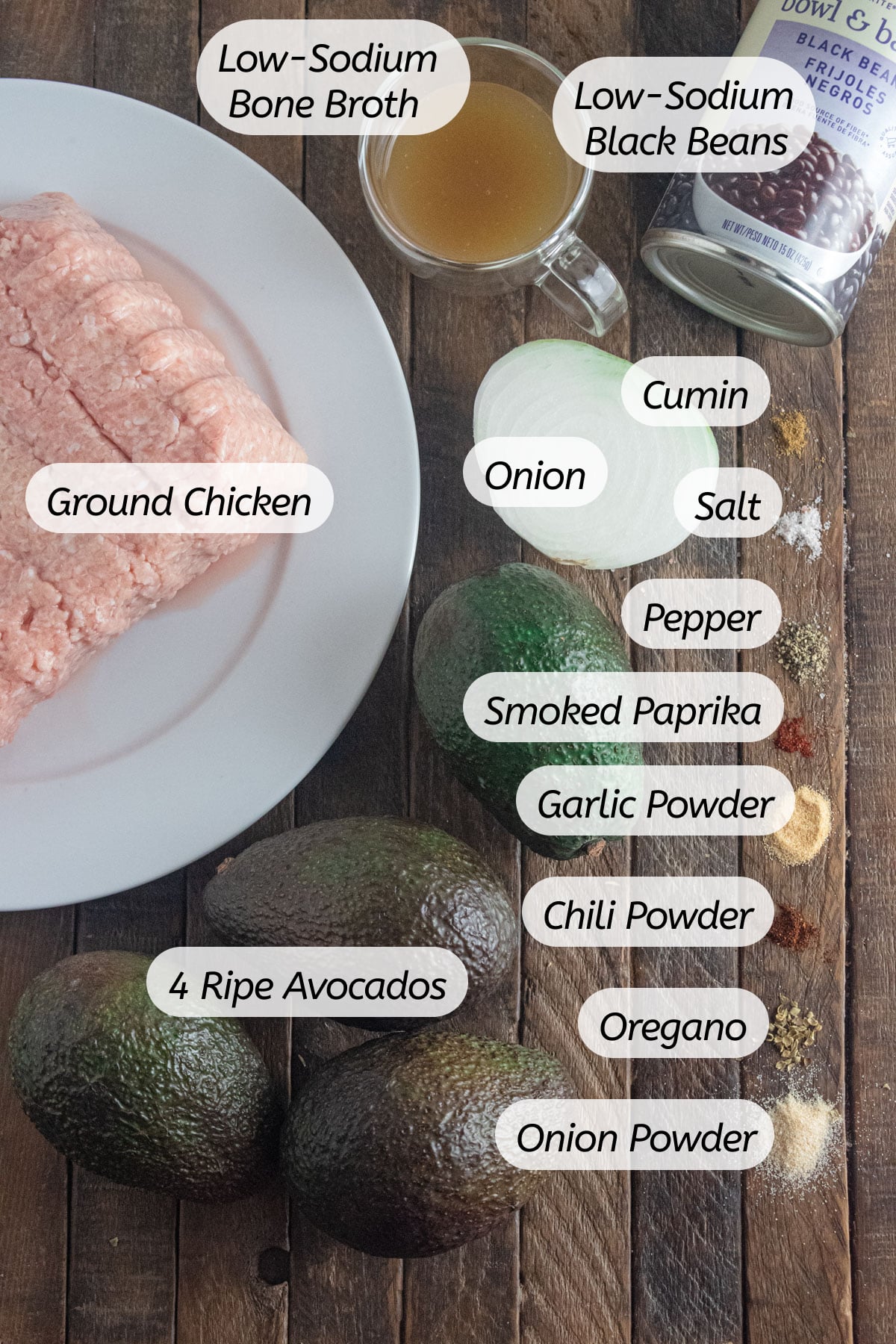 The ingredients needed to make this recipe with labels included.