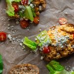 birds eye view of the ultimate buffalo chicken sloppy joes on parchment paper