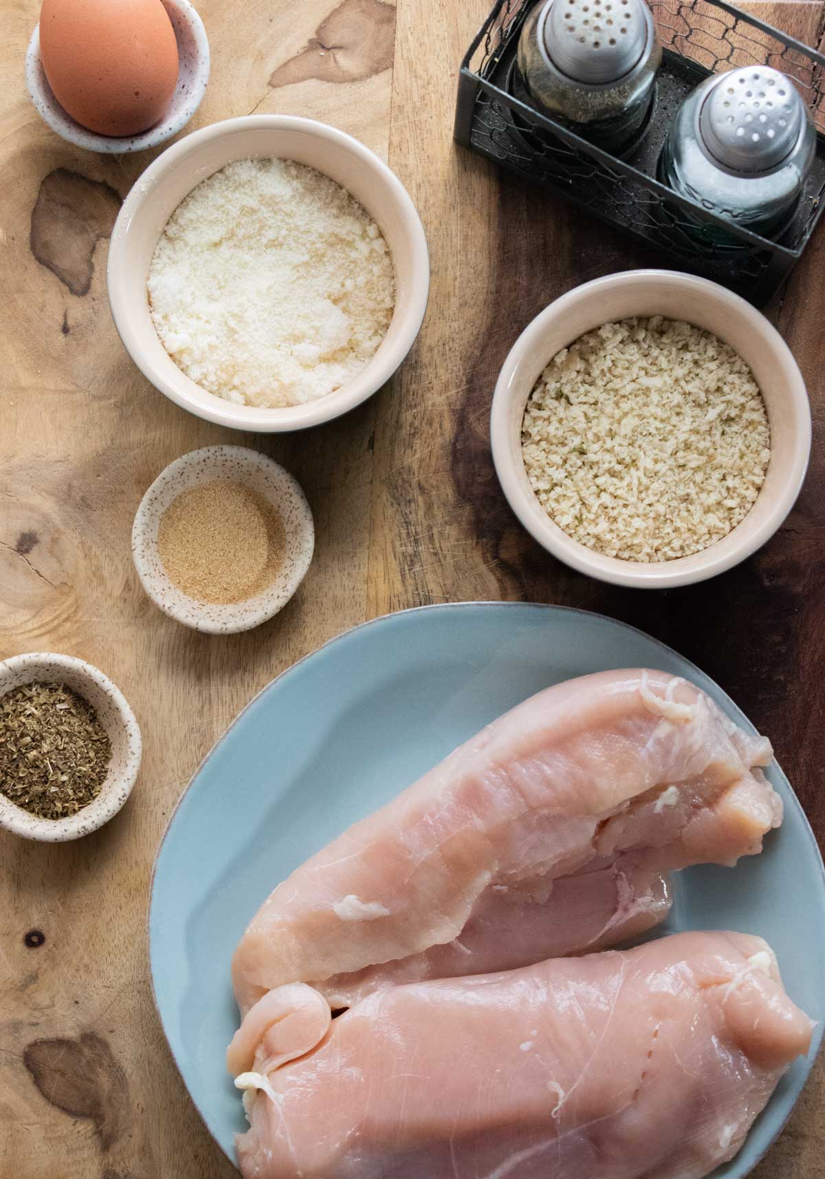 all the ingredients to make homemade baked chicken nuggets