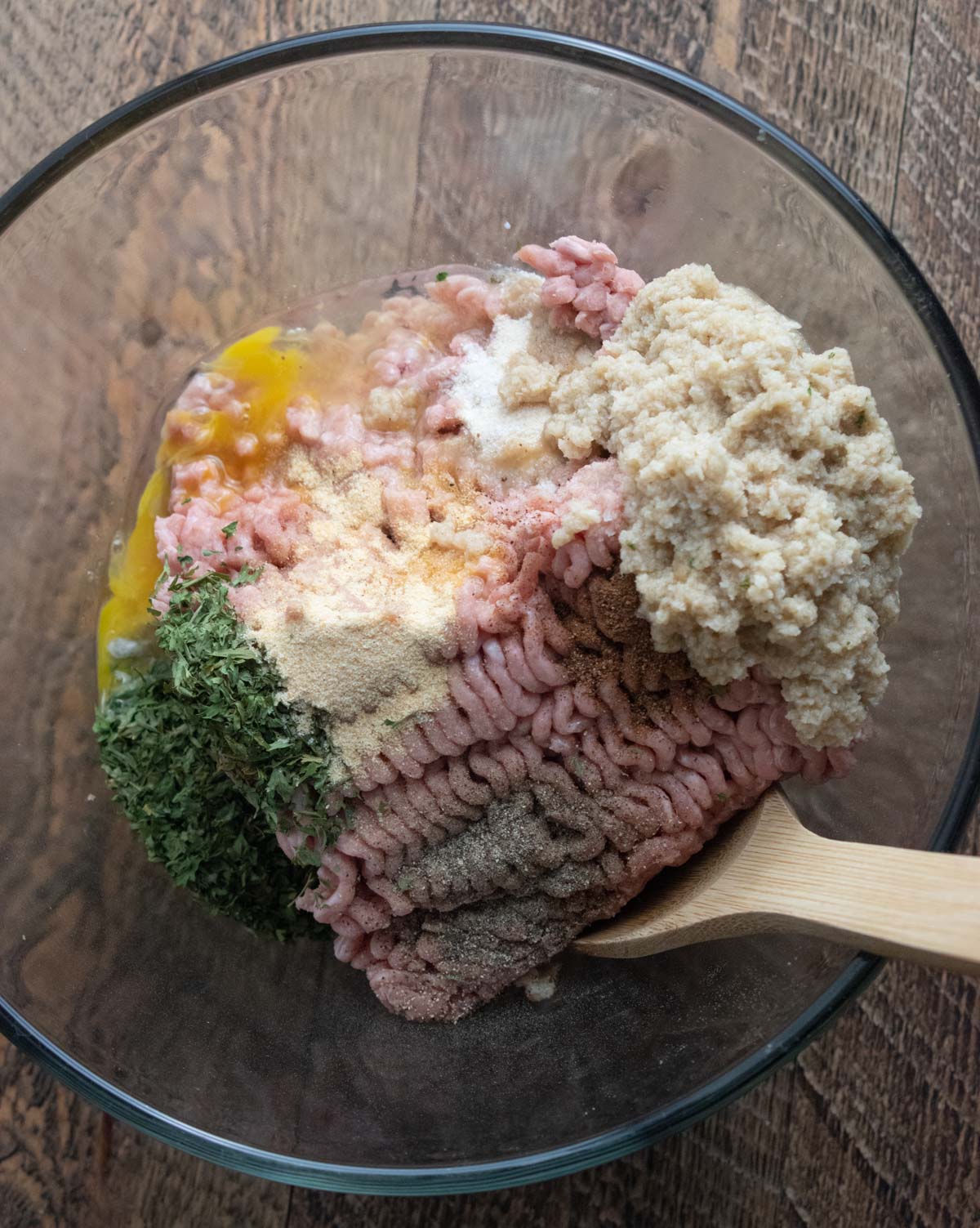 combing all ingredients into a bowl