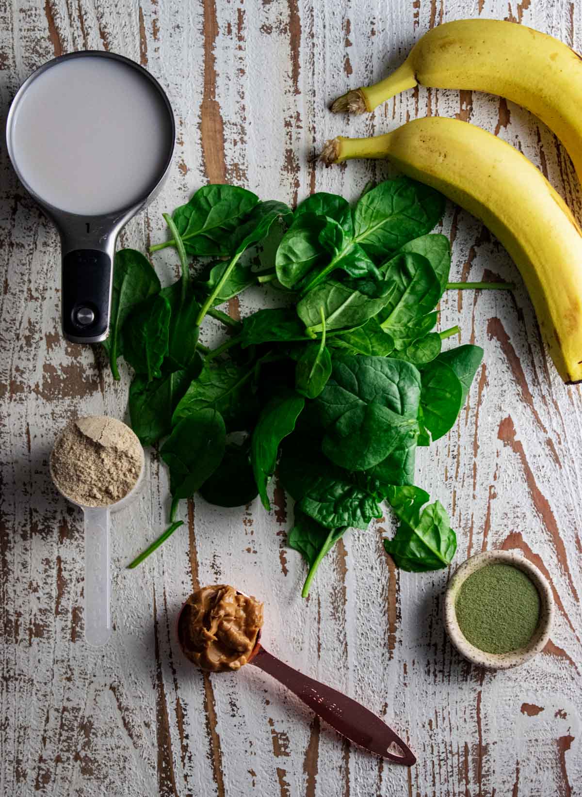 a birds-eye view of the ingredients you need to make protein shamrock shake