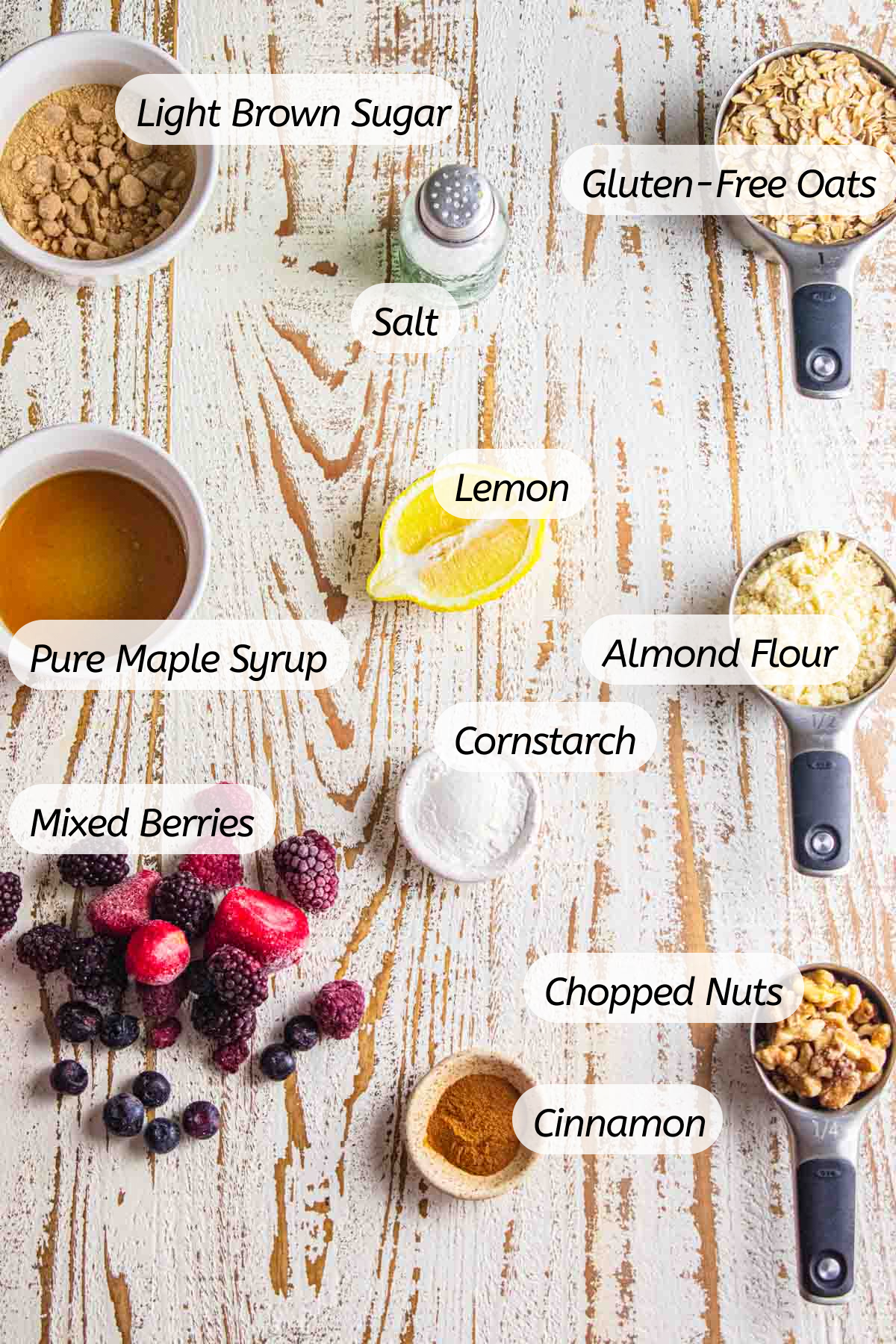 a birds-eye view of all the ingredients you will need for this recipe with labels included