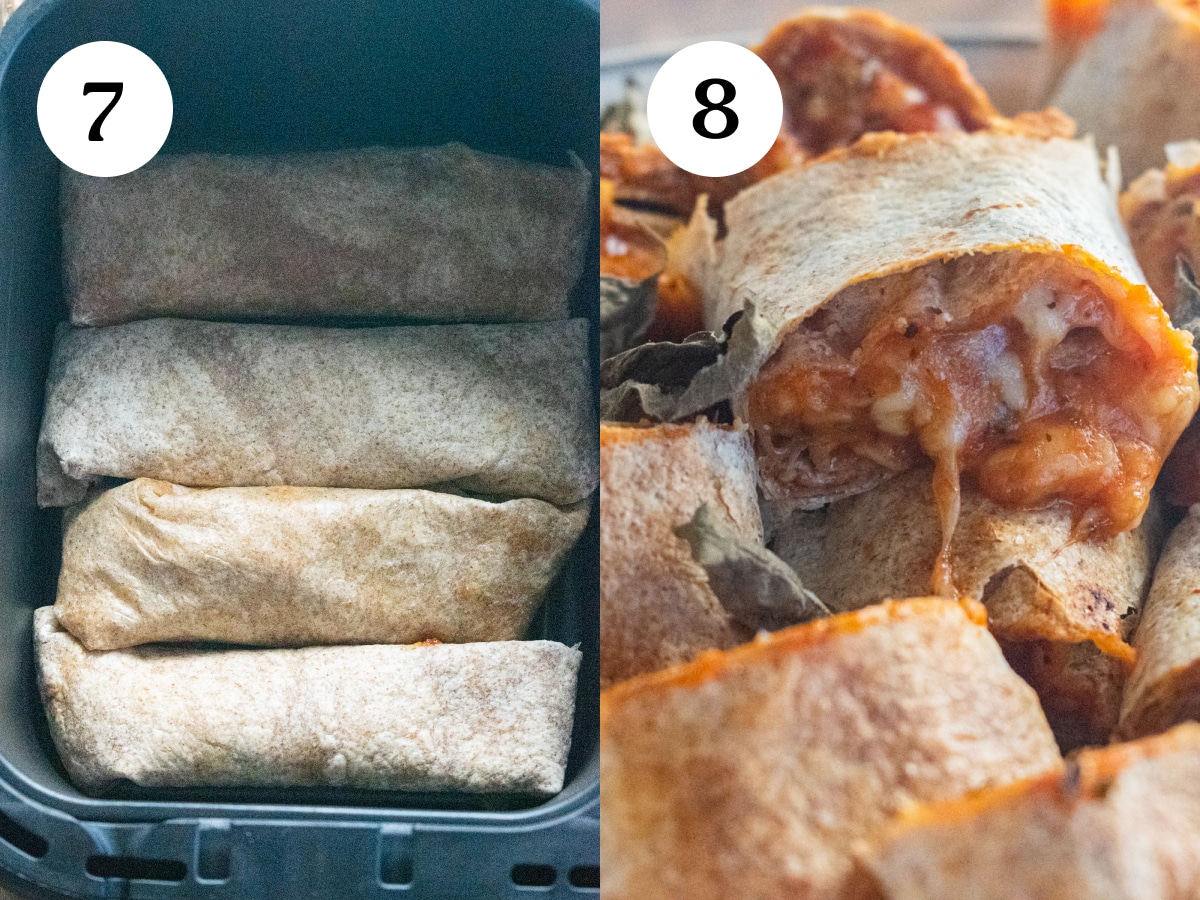 Steps 7 and 8 of the cooking process. 