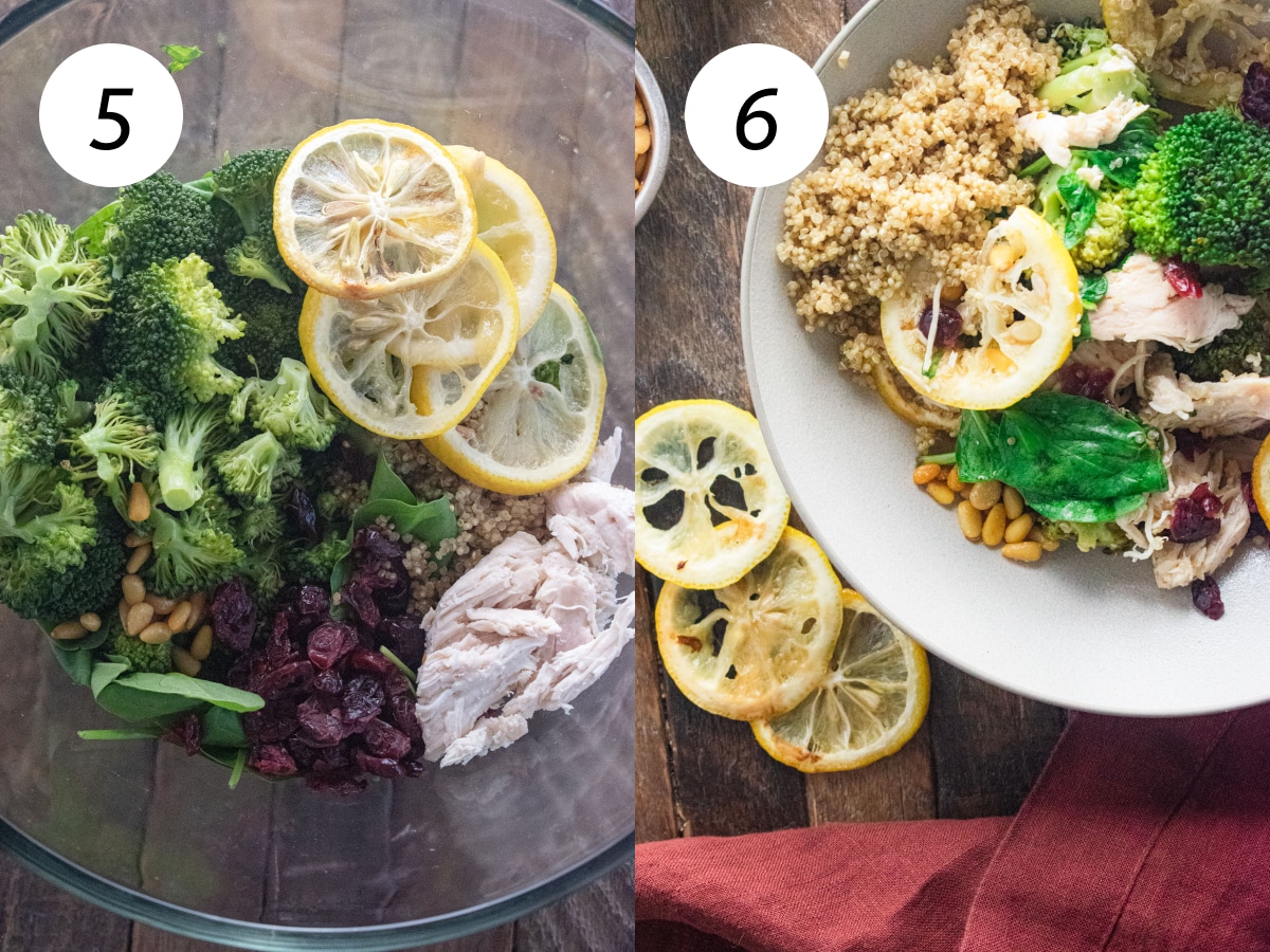 Steps 5 and 6 in the cooking process.