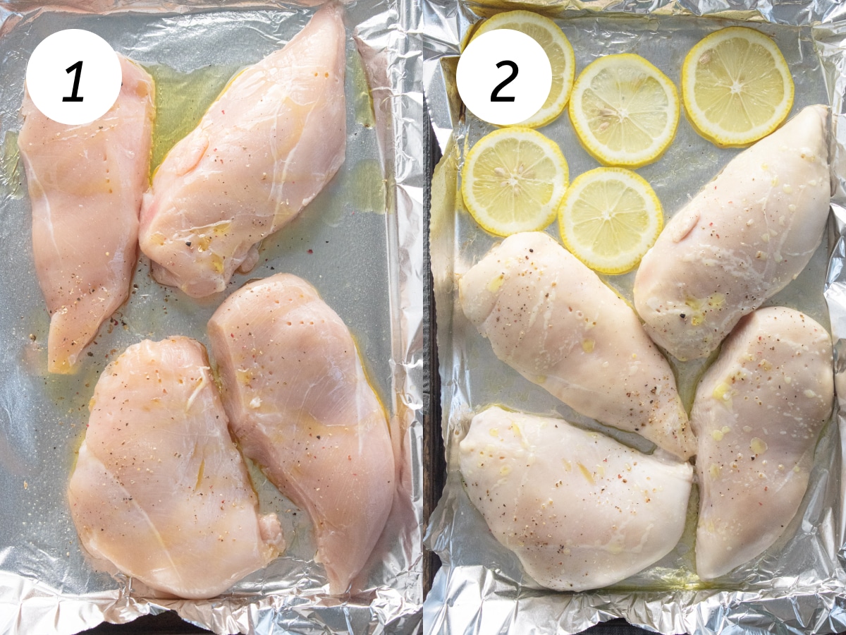 Steps 1 and 2 in the cooking process.