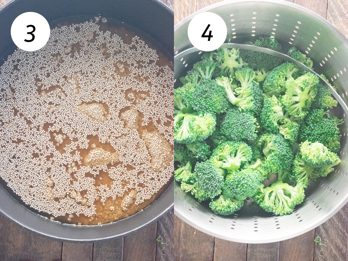 Steps 3 and 4 in the cooking process.